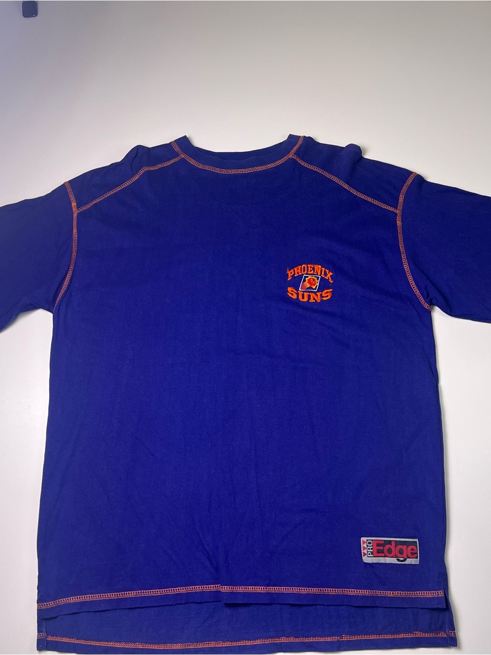 Vintage Pro Edge Phoenix Suns T-Shirt Mens L Blue Contrast Stitch 90s Y2K NBA